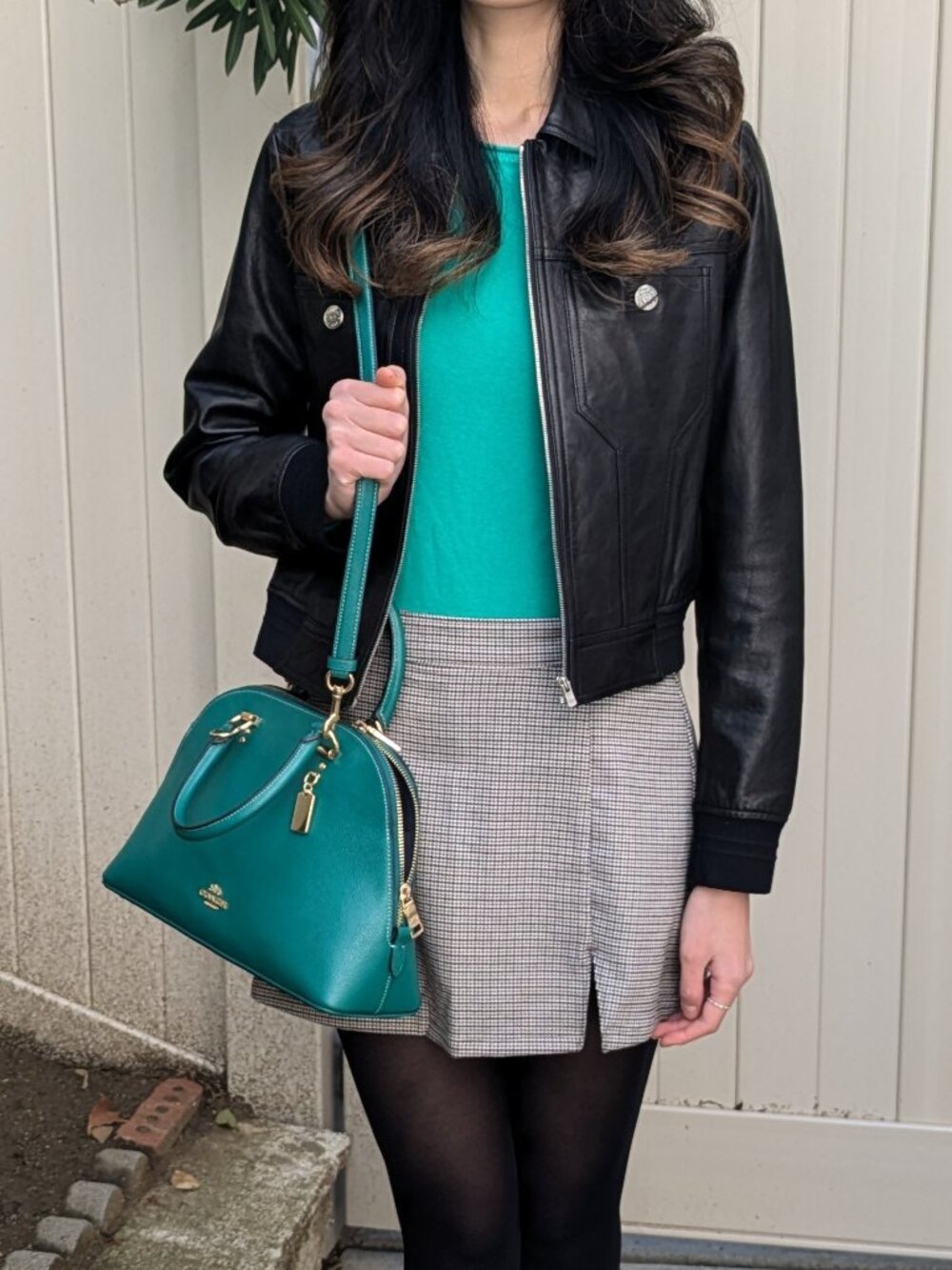 Black Maje Cropped Leather Jacket